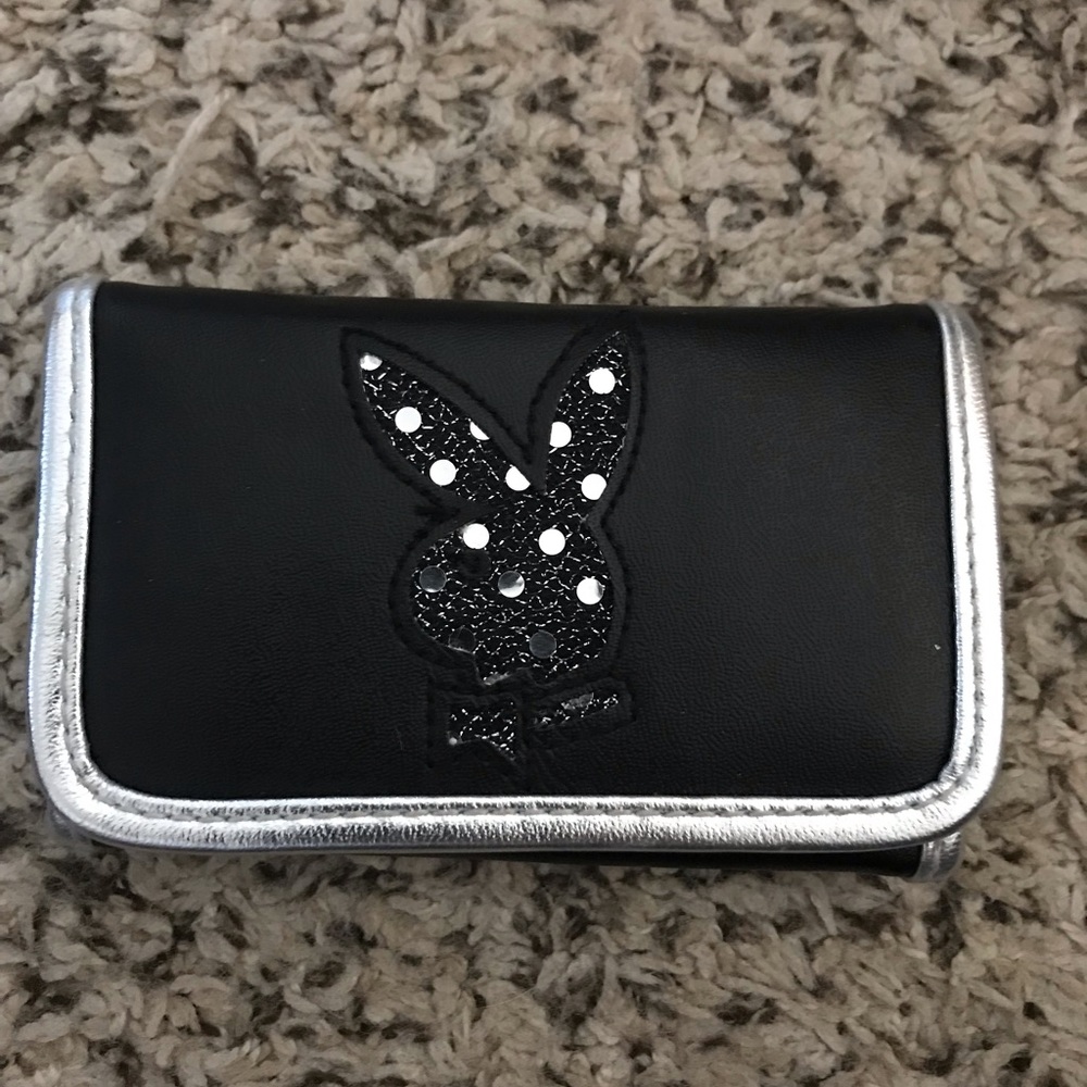 Y2K Playboy wallet. Black with sequins on the bunny head.